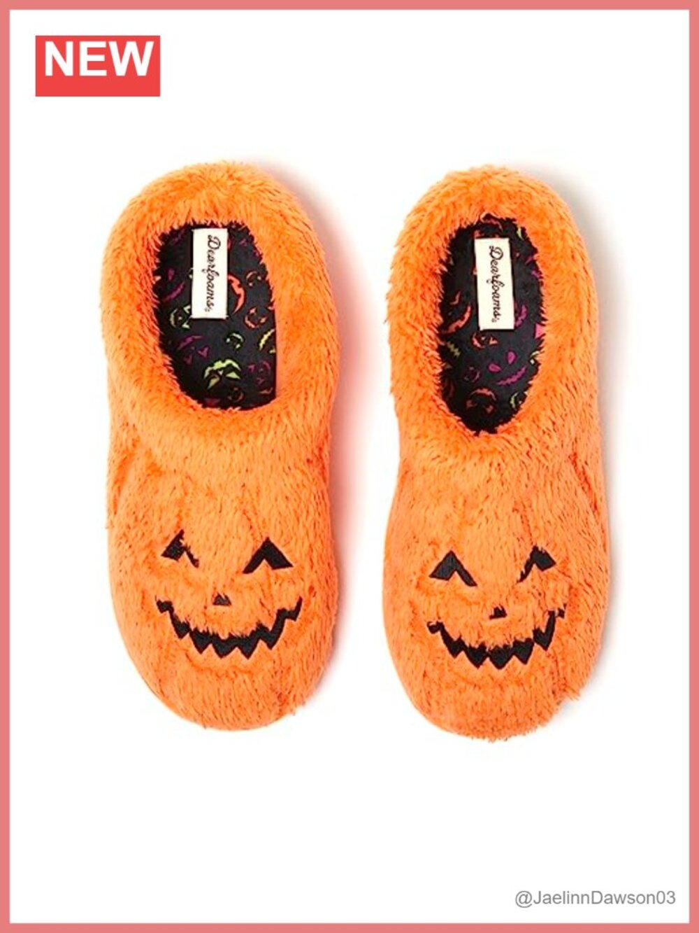 Unisex Spooky Fuzzy Halloween Pumpkin Jack O Lantern Slippers Memory Foam